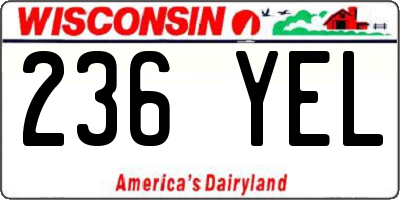 WI license plate 236YEL