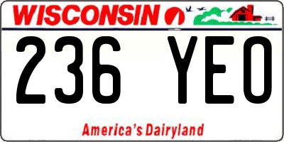 WI license plate 236YEO