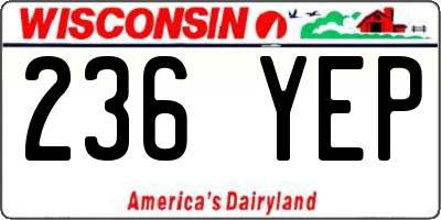 WI license plate 236YEP