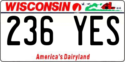 WI license plate 236YES