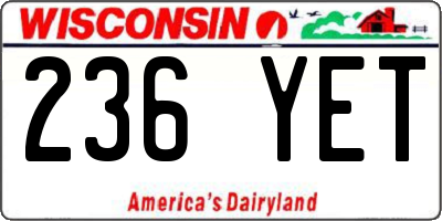 WI license plate 236YET