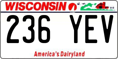 WI license plate 236YEV