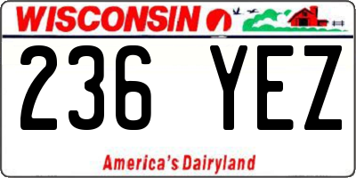 WI license plate 236YEZ