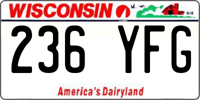 WI license plate 236YFG