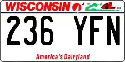WI license plate 236YFN