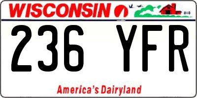 WI license plate 236YFR