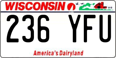 WI license plate 236YFU