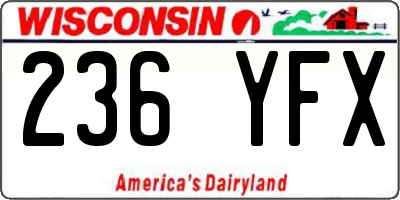 WI license plate 236YFX