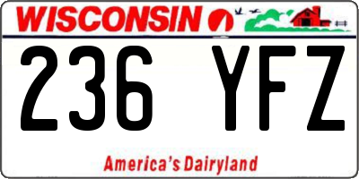 WI license plate 236YFZ