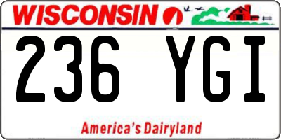 WI license plate 236YGI