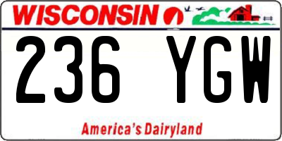 WI license plate 236YGW