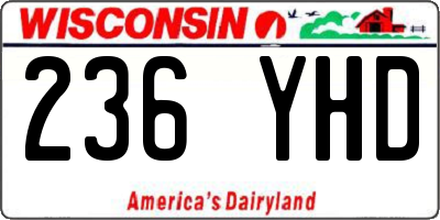 WI license plate 236YHD