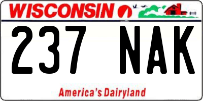 WI license plate 237NAK