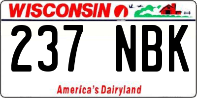 WI license plate 237NBK