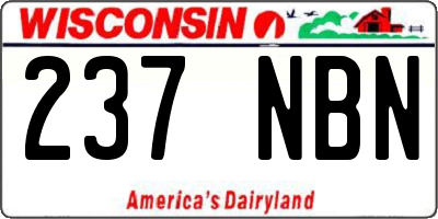 WI license plate 237NBN
