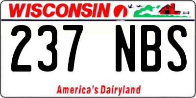 WI license plate 237NBS