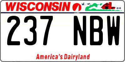 WI license plate 237NBW