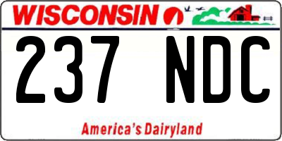 WI license plate 237NDC