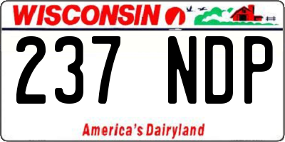 WI license plate 237NDP