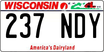 WI license plate 237NDY