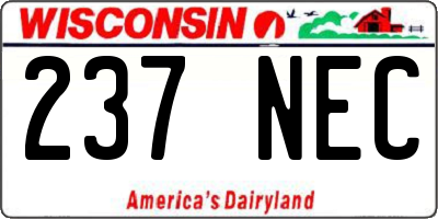 WI license plate 237NEC
