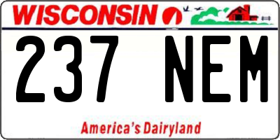 WI license plate 237NEM