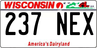 WI license plate 237NEX