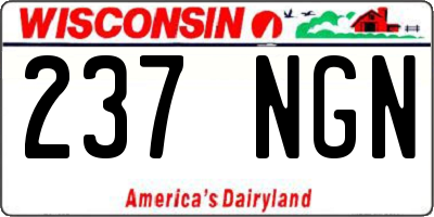 WI license plate 237NGN
