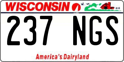 WI license plate 237NGS