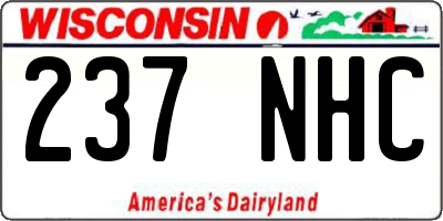 WI license plate 237NHC