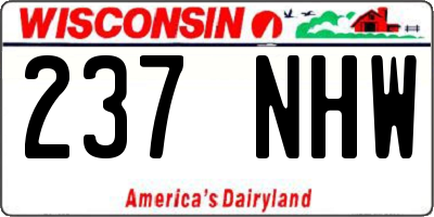 WI license plate 237NHW
