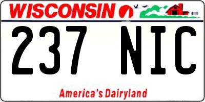 WI license plate 237NIC