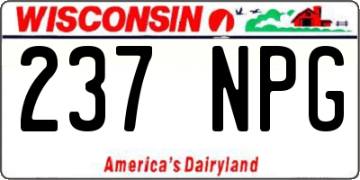 WI license plate 237NPG