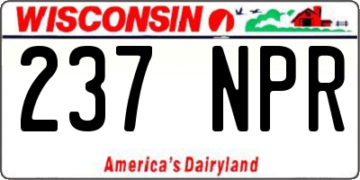 WI license plate 237NPR