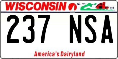 WI license plate 237NSA