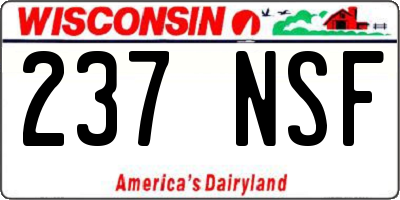 WI license plate 237NSF