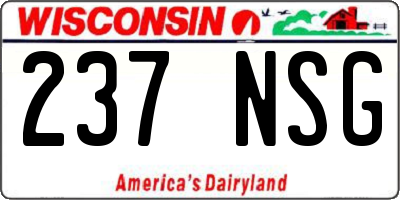 WI license plate 237NSG