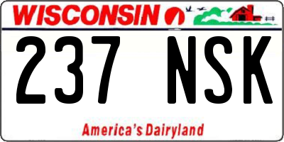 WI license plate 237NSK