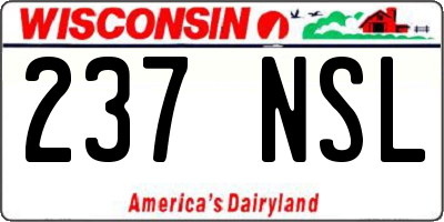 WI license plate 237NSL