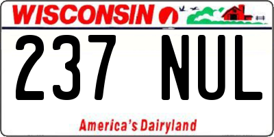 WI license plate 237NUL