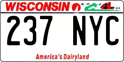 WI license plate 237NYC