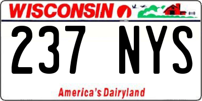 WI license plate 237NYS