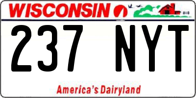 WI license plate 237NYT