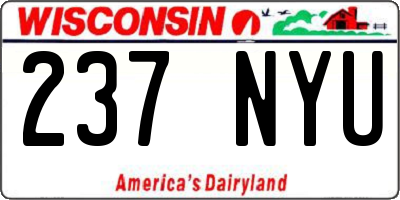 WI license plate 237NYU