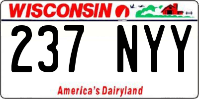 WI license plate 237NYY