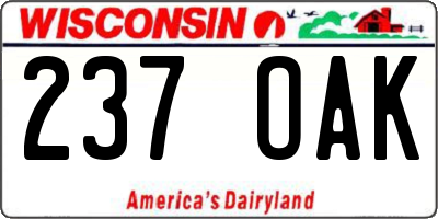 WI license plate 237OAK