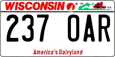 WI license plate 237OAR