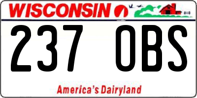 WI license plate 237OBS