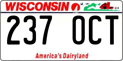 WI license plate 237OCT