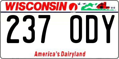 WI license plate 237ODY